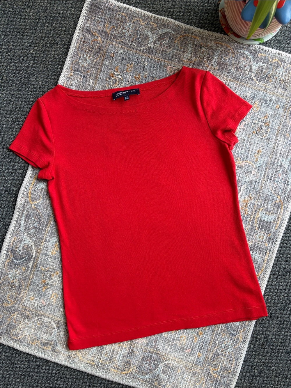 Jones New York Bright Red Short Sleeve Top